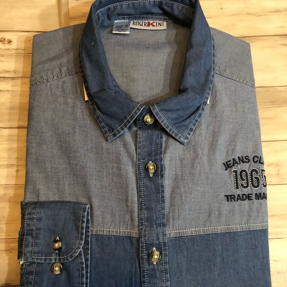 Men New RogerKent Jean Club Denim Shirt XL